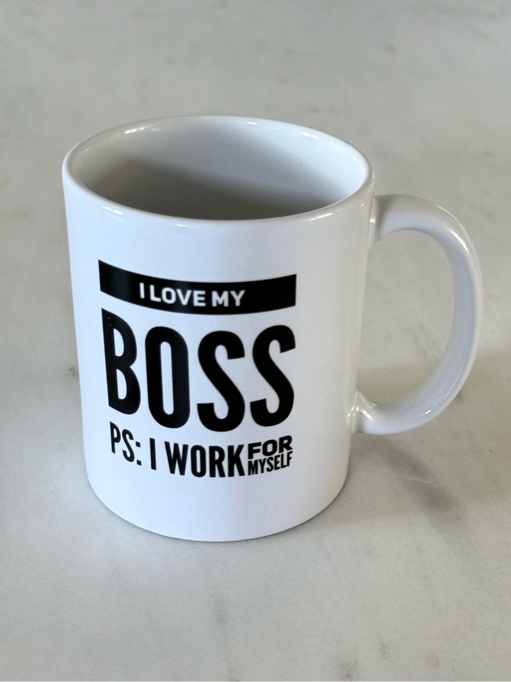 Panvola White Ceramic "I Love My Boss" Coffee Mug Brand New